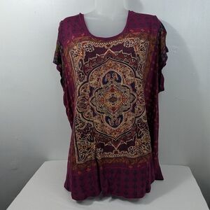 Lucky Brand Women's Plus Size 3x Mandala Print Blouse